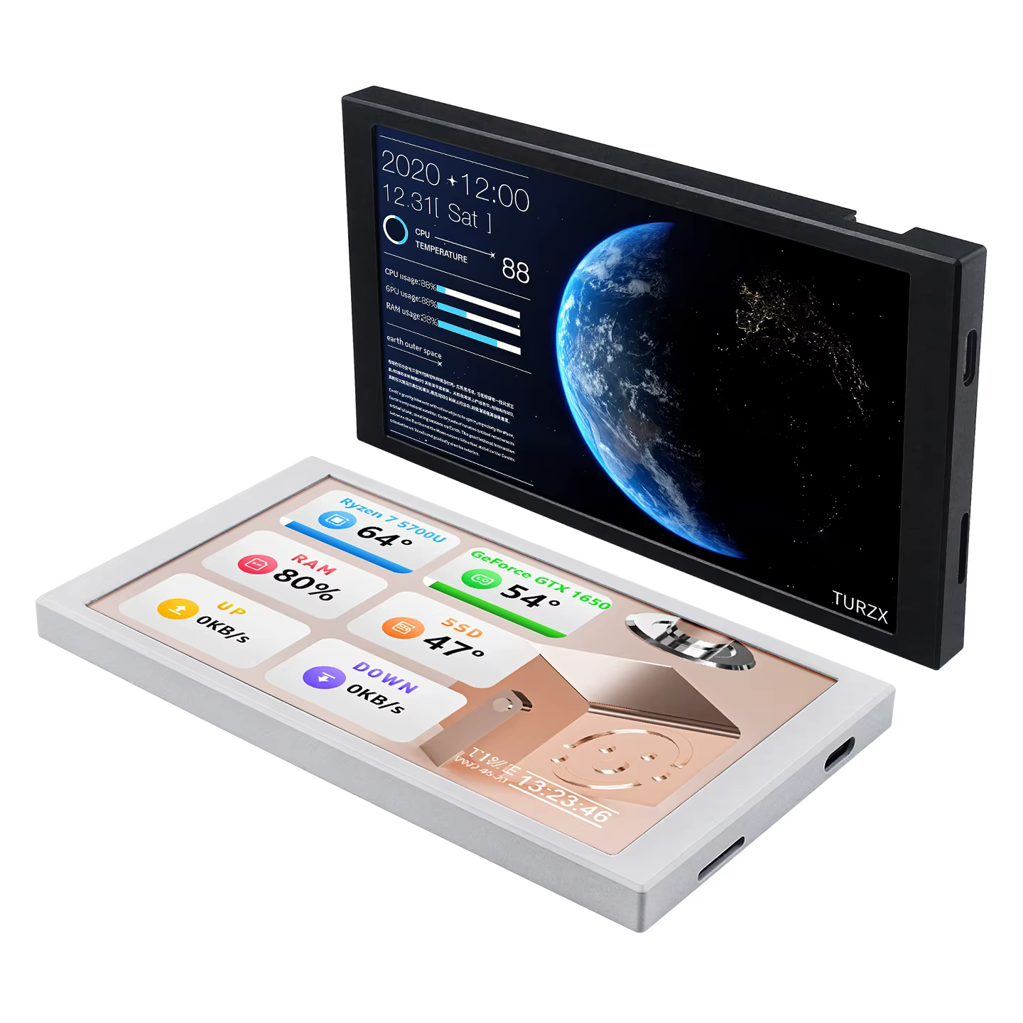 TURZX 5.2 pouces écran secondaire USB-C Interface CPU GPU RAM