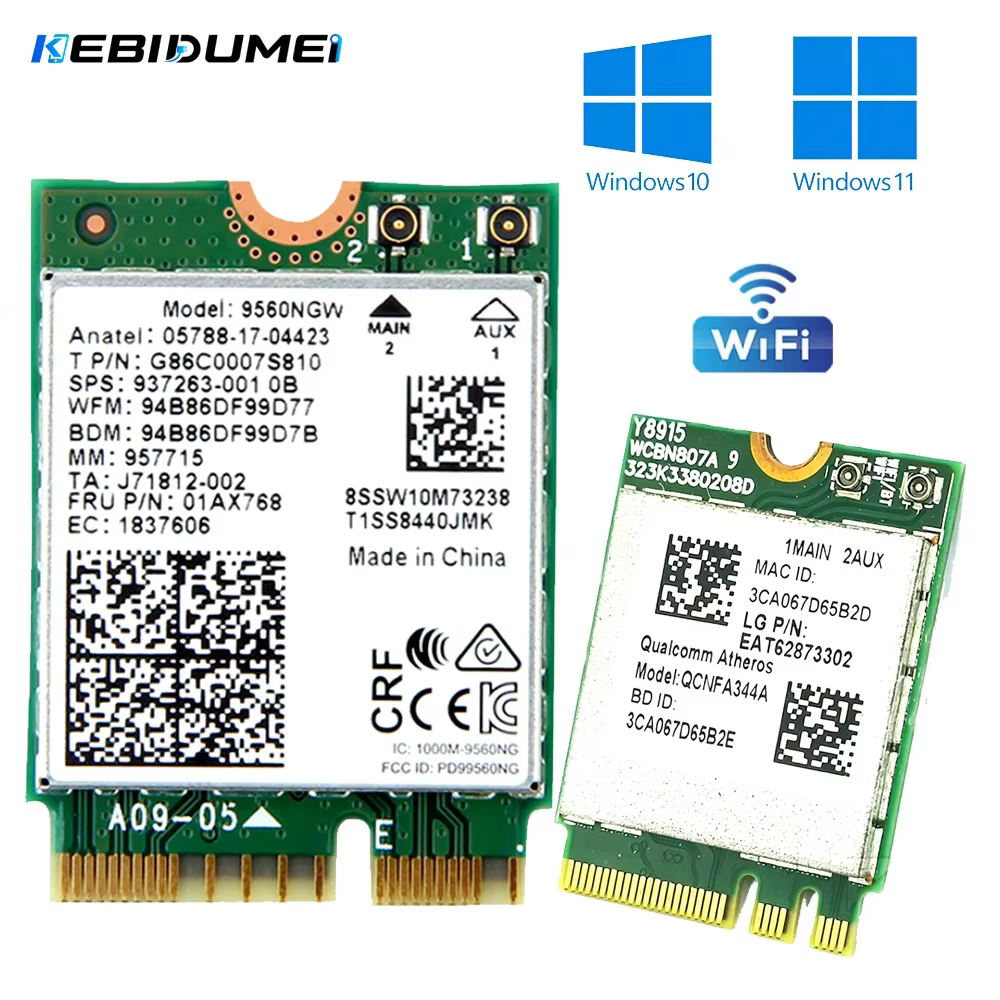 KEBIDUMEI – carte réseau sans fil double bande 9560NGW AC Cnvio 1733M BT 5.0 QCNFA344A
