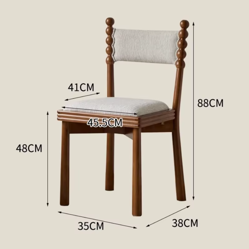 Chaise de salle à manger française Vintage, siège en bois massif, tabouret de salle à manger rétro pour la maison, siège à dossier rembourré pour cafés