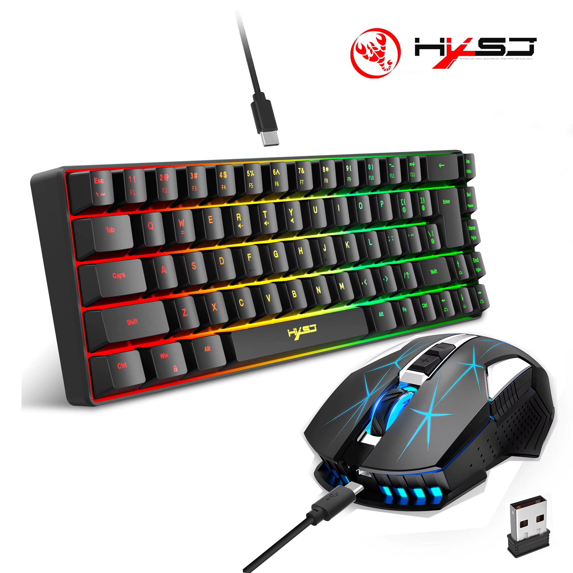 Kit clavier et souris de jeu à 68 touches