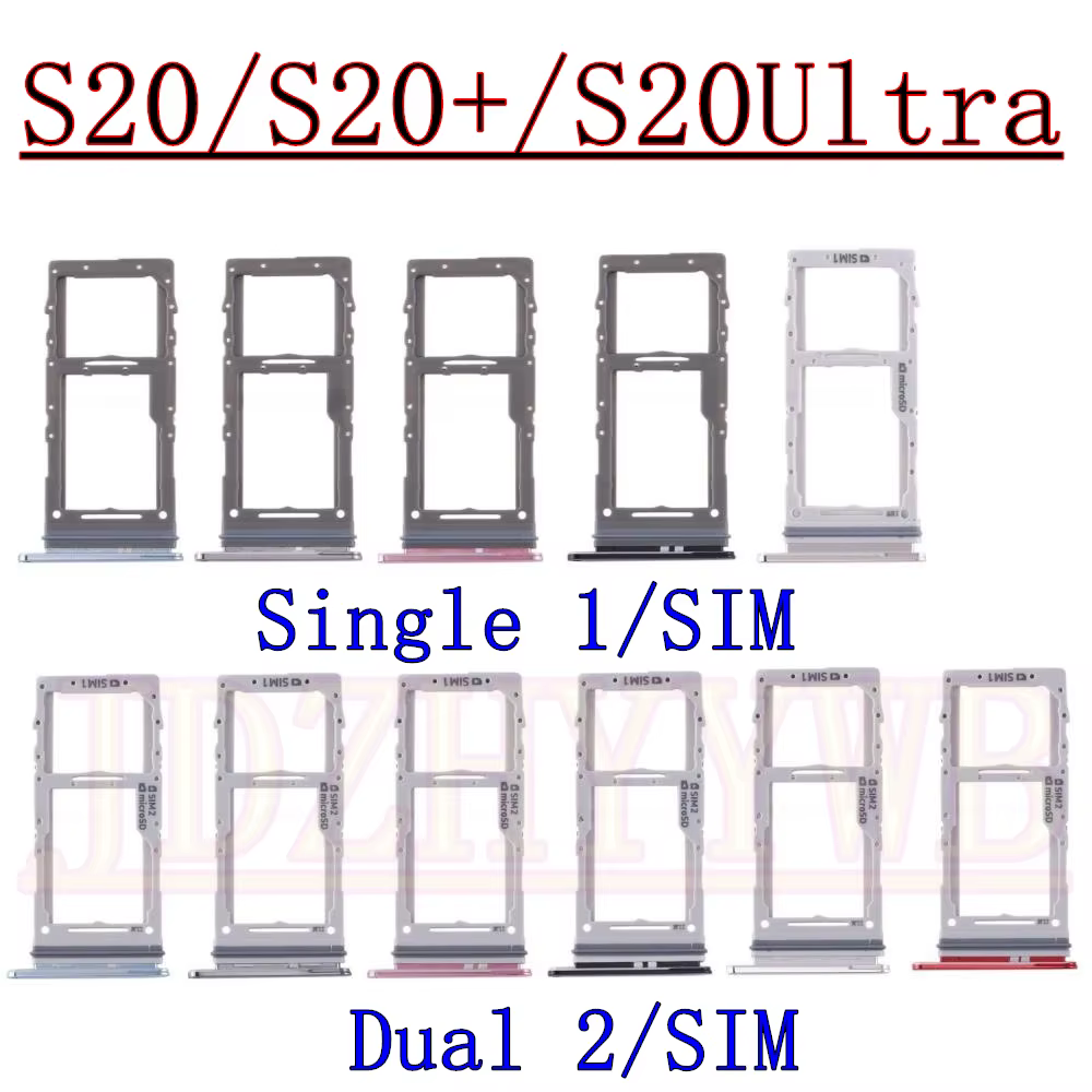Support de lecteur de carte Sim, double support de plateau à puce unique, adaptateur de fente pour Samsung Galaxy S20 Ultra S20 + 5G G988 G986 G985 G981 G980