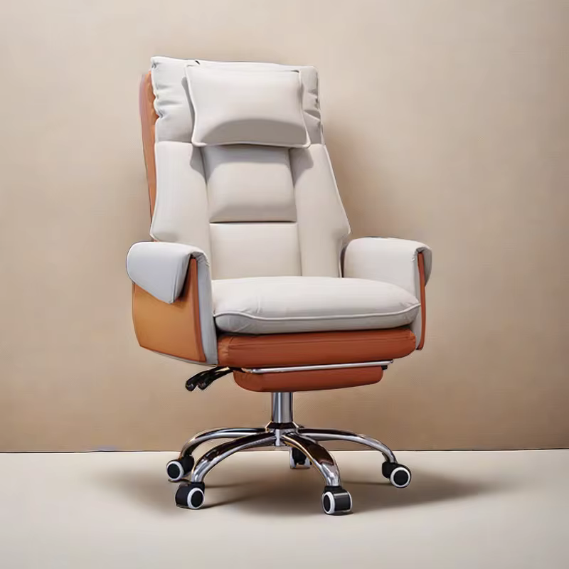 Appui-tête blanc Chaise De Bureau repose-pieds pivotant ordinateur
