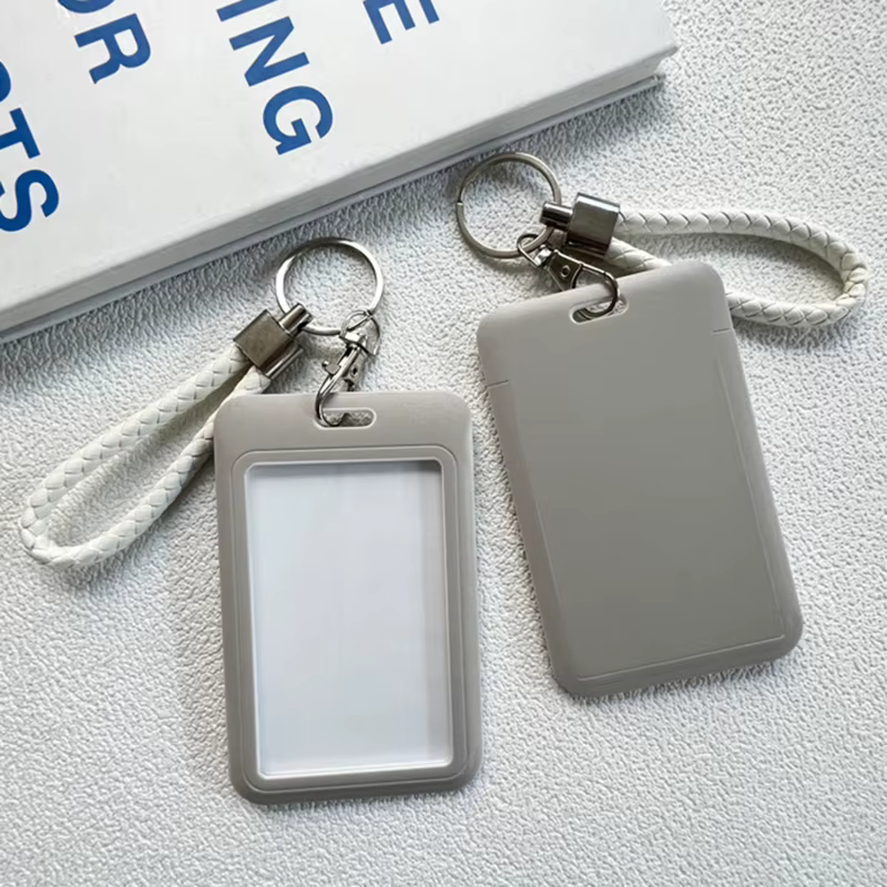 Housse de protection pour carte d'identité, porte-clés simple de couleur unie, porte d'accès scolaire, porte-carte de crédit, sac multifonctionnel