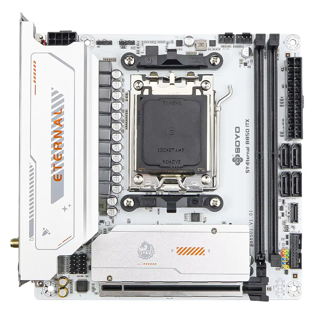 SOYO B850M ARGB carte mère WIFI6 MINI-ITX double canal DDR5 M.2 PCIE5.0 TYPE-C AM5 Socket AMD B850ITX Support (900X 7800X3D)