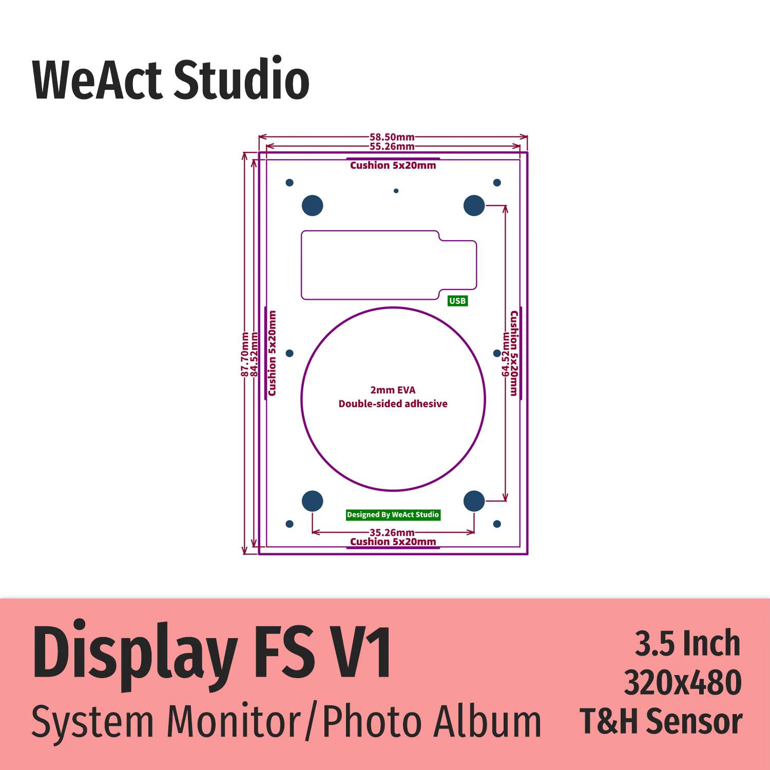 3.5 pouces IPS USB écran secondaire pour ordinateur CPU GPU RAM HDD affichage 320*480 système moniteur Album Photo