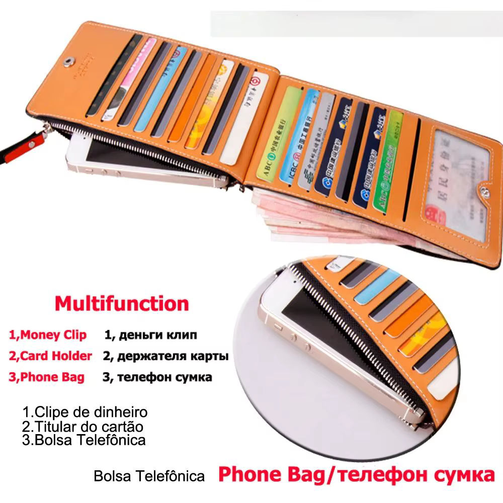 Porte-cartes de banque, de téléphone et de crédit pour hommes et femmes, étui de protection, portefeuille, sac à main, pochette, porte-monnaie