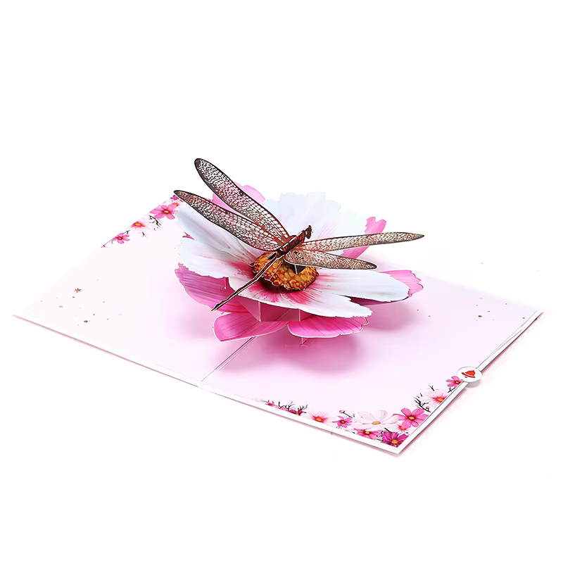 Carte pop-up Cosmos Dragonfly, carte pop-up 3D, cadeau artisanal en papier pour anniversaire, mariages et anniversaires