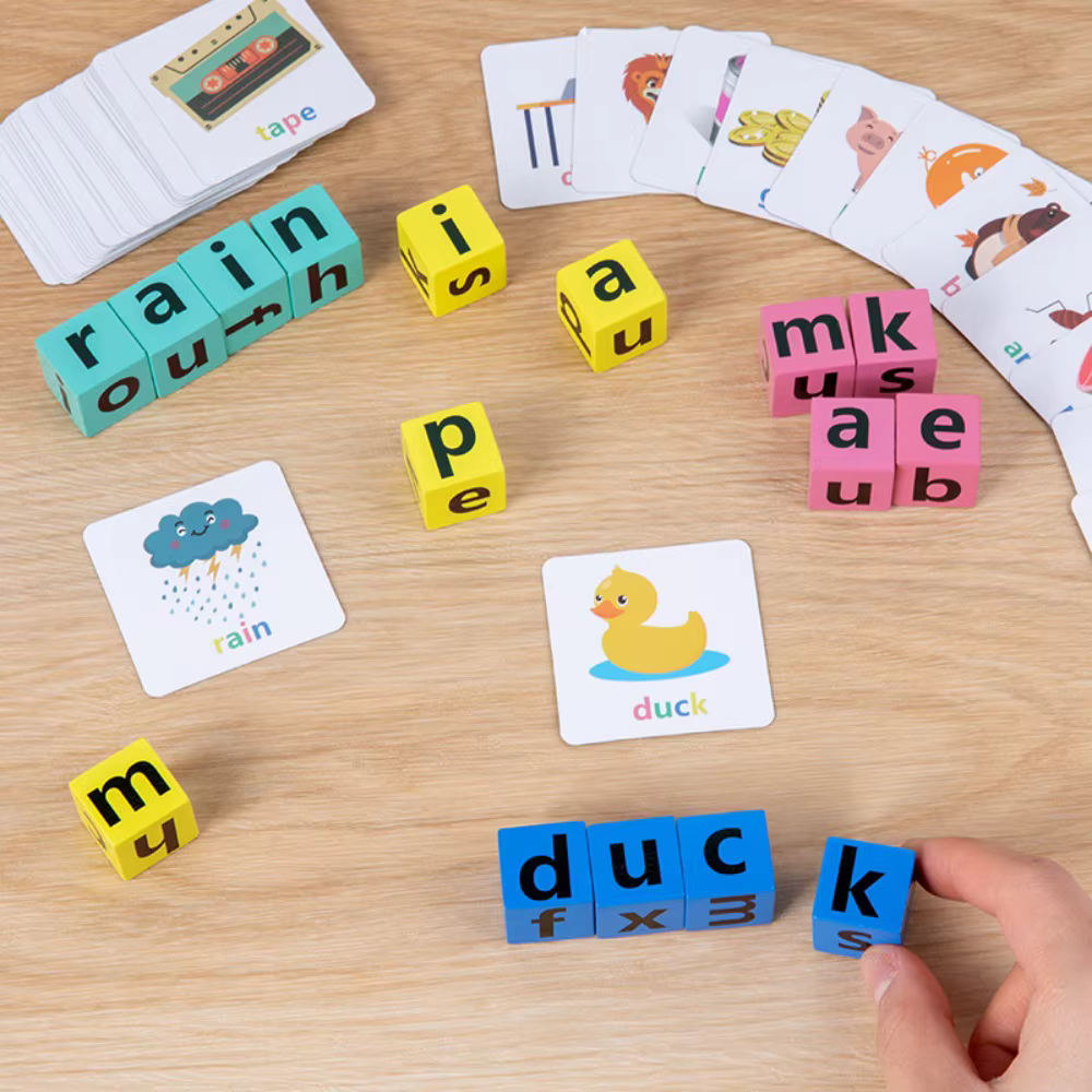 Jeu d'orthographe de mots, jeu d'association, apprentissage des lettres, cartes de mots anglais, jeu d'orthographe de l'alphabet, jeu de puzzle, blocs d'orthographe de lettres