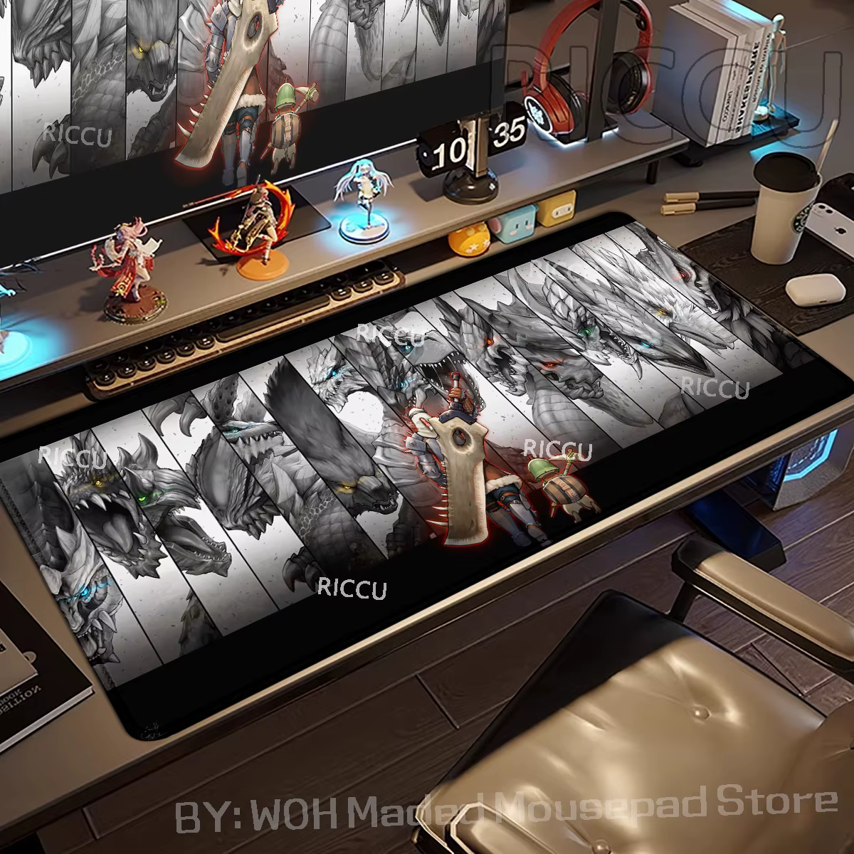 Tapis de souris de jeu Monster Hunter Wilds XXL