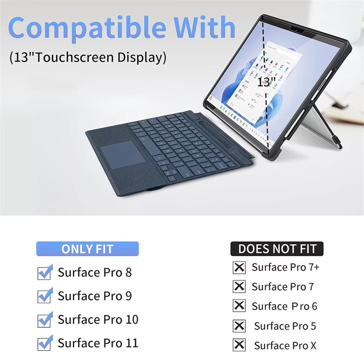 Housse pour ordinateur portable 13 pouces pour Microsoft Surface Pro 11 10 9 8