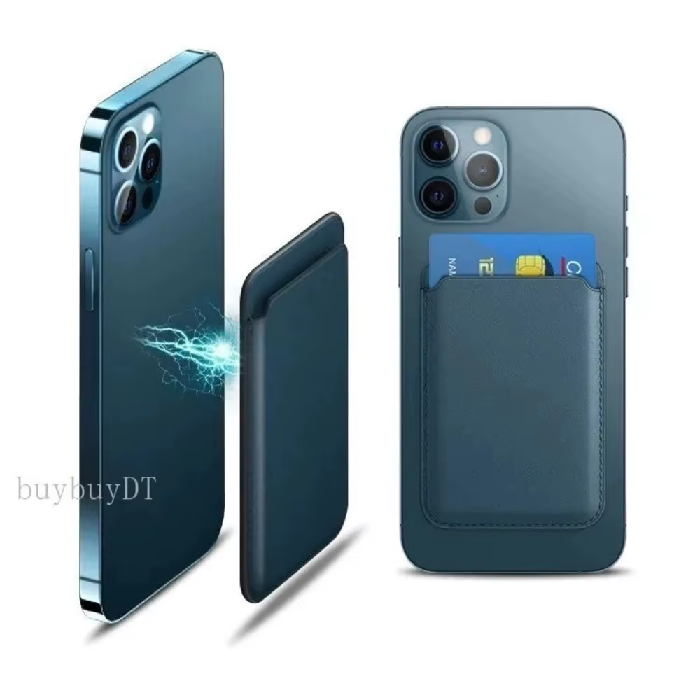 Étui porte-cartes magnétique personnalisé avec nom personnalisé pour téléphone 12 – 17, autocollant arrière en cuir, manchon de carte avec portefeuille à aimant puissant