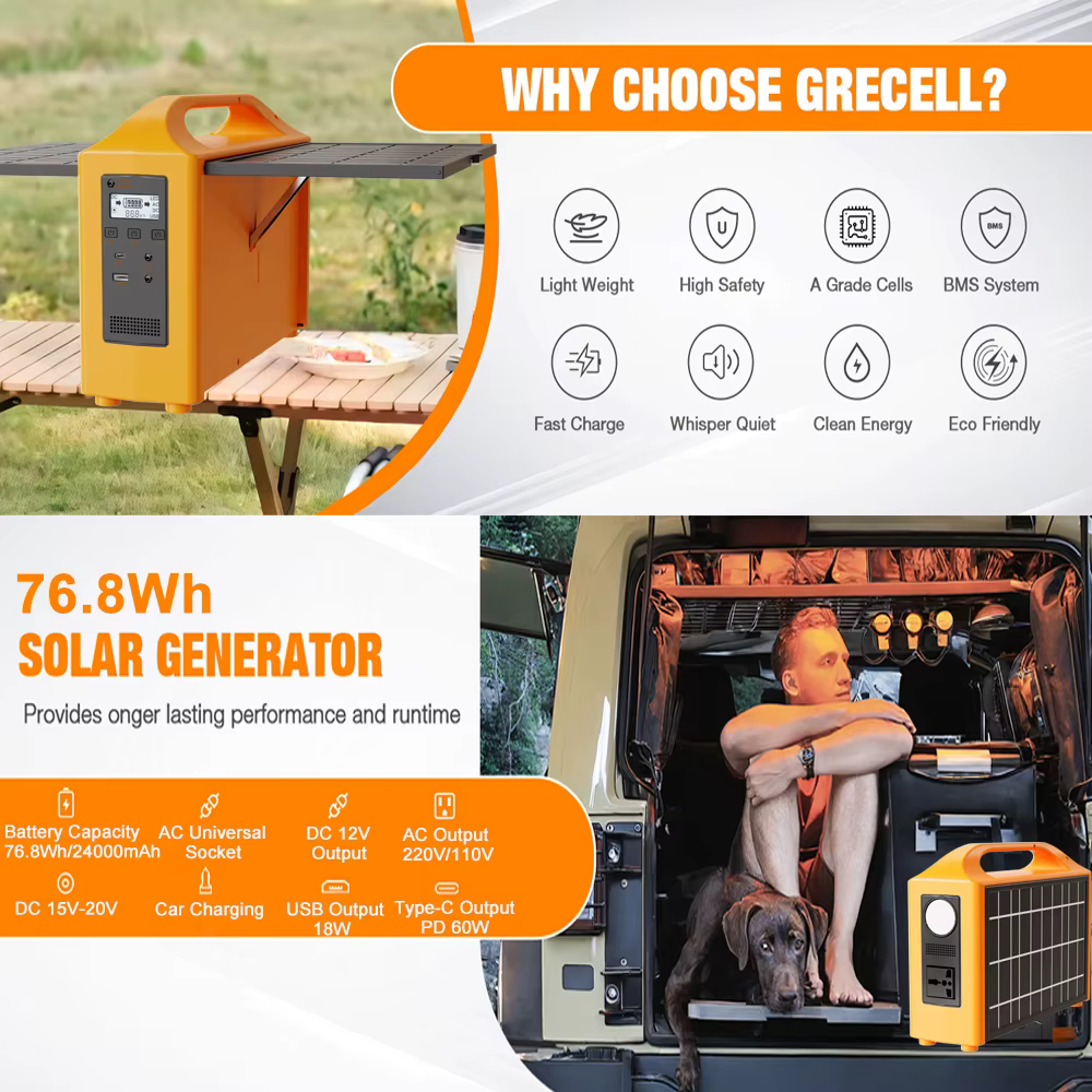 Station d'alimentation portable Gaiaray 100W 220V 110V, générateur solaire, alimentation de secours extérieure, LED avec panneau solaire pour le camping