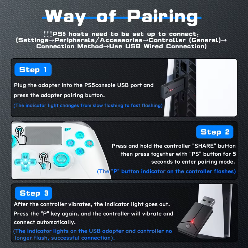 Manette de jeu sans fil pour console PS5/PC