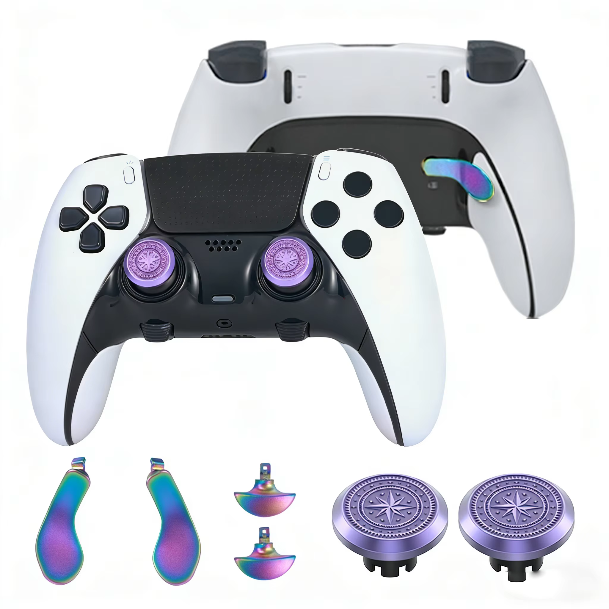 Capuchon et jeu de palettes de Joystick en métal 6 en 1 pour manette PS5 Elite