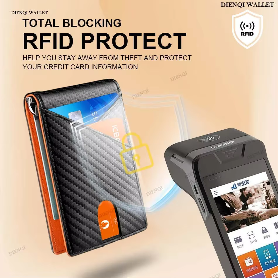 Rfid porte-carte en Fiber de carbone hommes portefeuilles pince à billets mince étui d'identité hommes mince minimaliste porte-carte Portable noir Walet choix