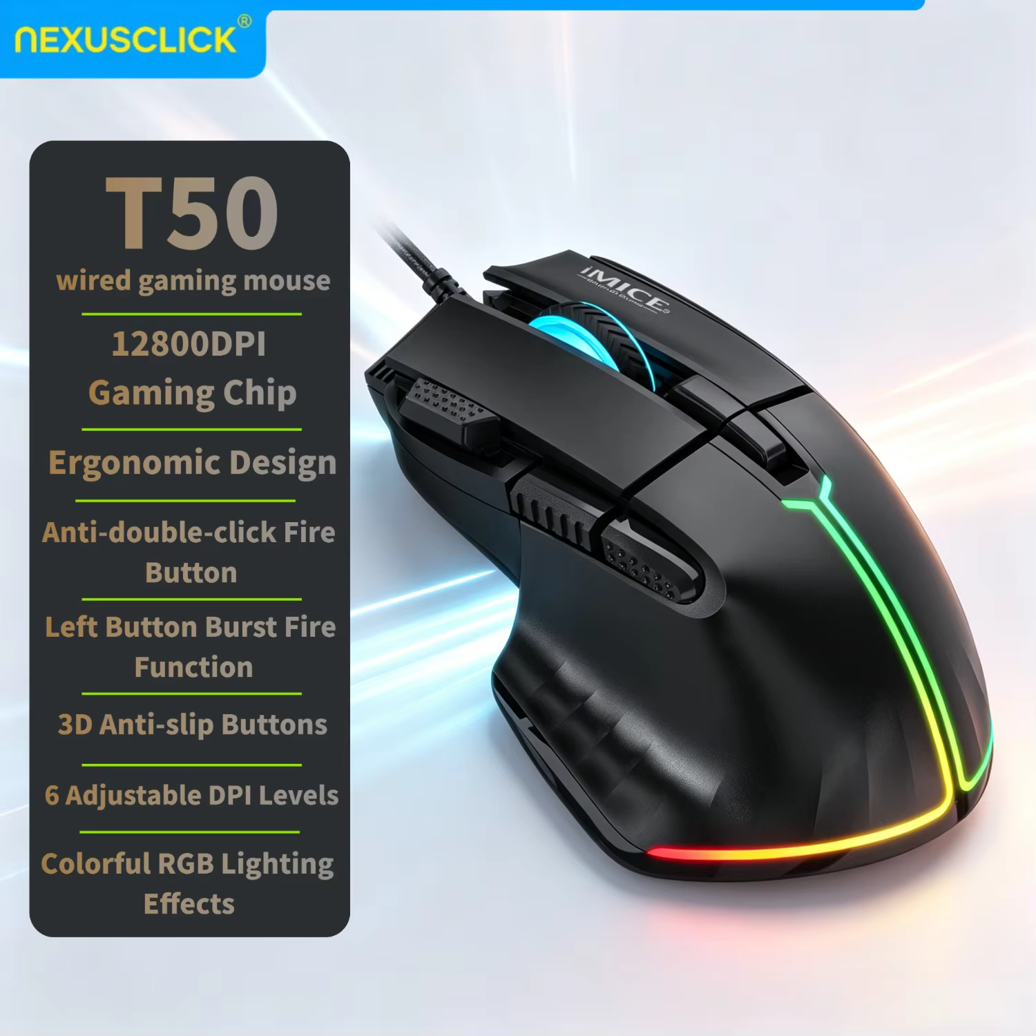Nouvelle souris de jeu filaire USB Hyperspeed