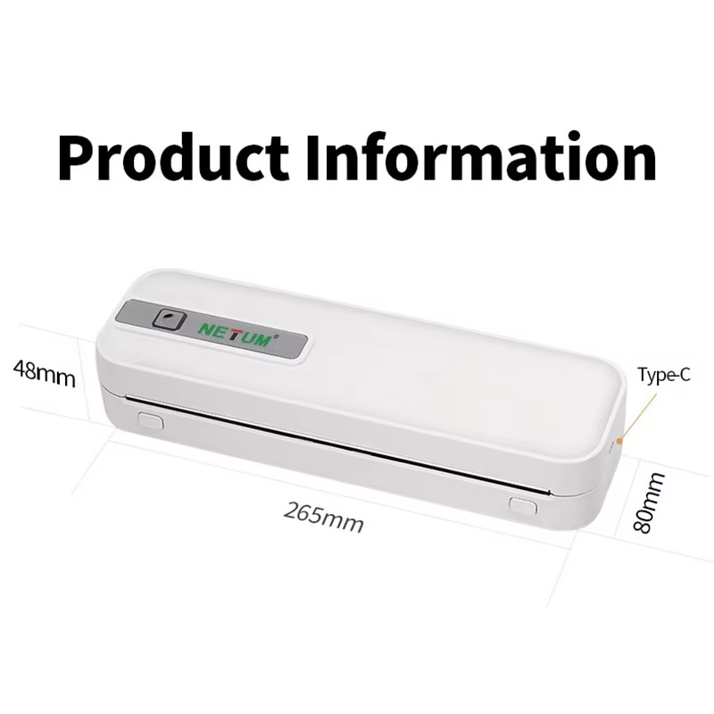 Imprimante thermique Portable A4 Bluetooth 200DPI, sans fil, sans encre, pour l'impression de documents de bureau/maison/voyage