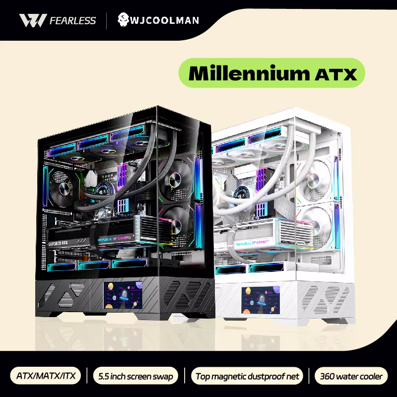 Boîtier PC ATX WJCOOLMAN Millennium avec écran/affichage numérique