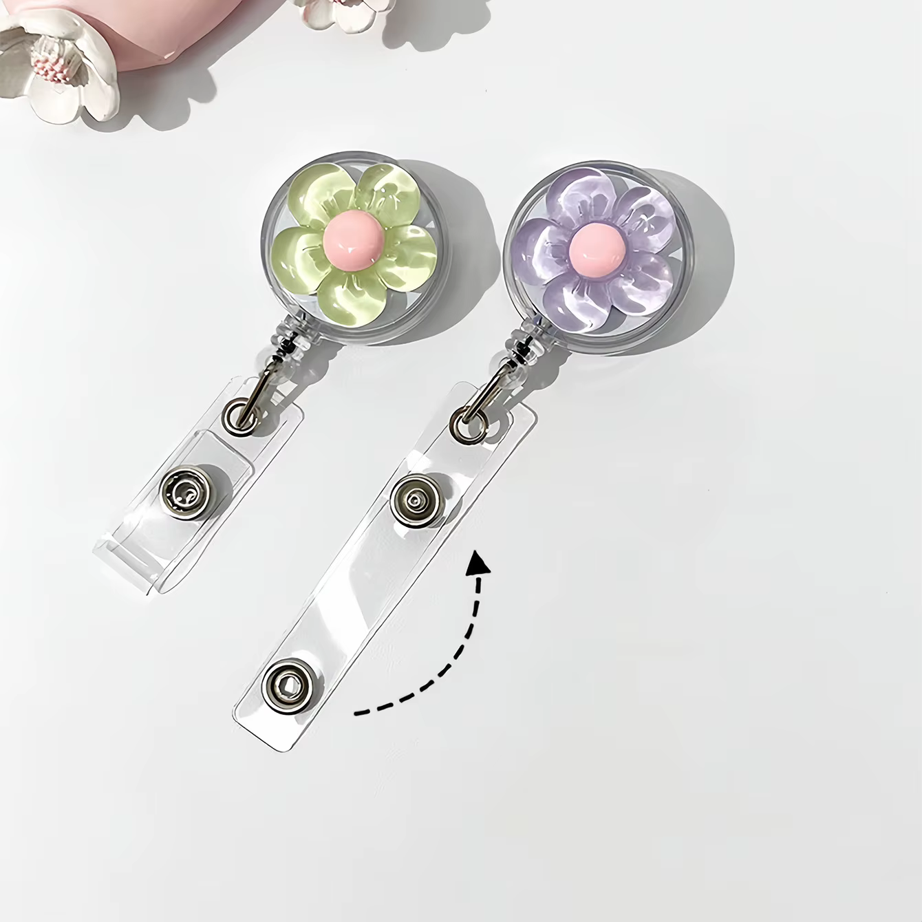 1 pièce Porte-badge rétractable à fermeture éclair avec motif floral pour femme, idéal pour les professionnels (médecins, infirmières)