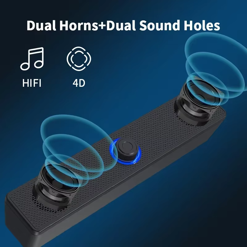 Barre de son pour PC, haut-parleur Bluetooth filaire et sans fil