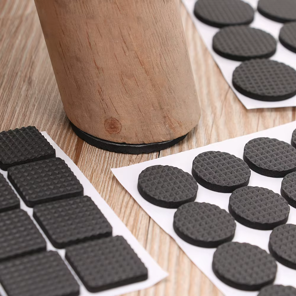 Coussinets en Caoutchouc pour Pieds de Chaise, Polymères Antidérapants, Amortisseur, Rond, Carré, Auto-Adhésif, Matériel de Protection des Pieds de Table, 1 à 24 Pièces