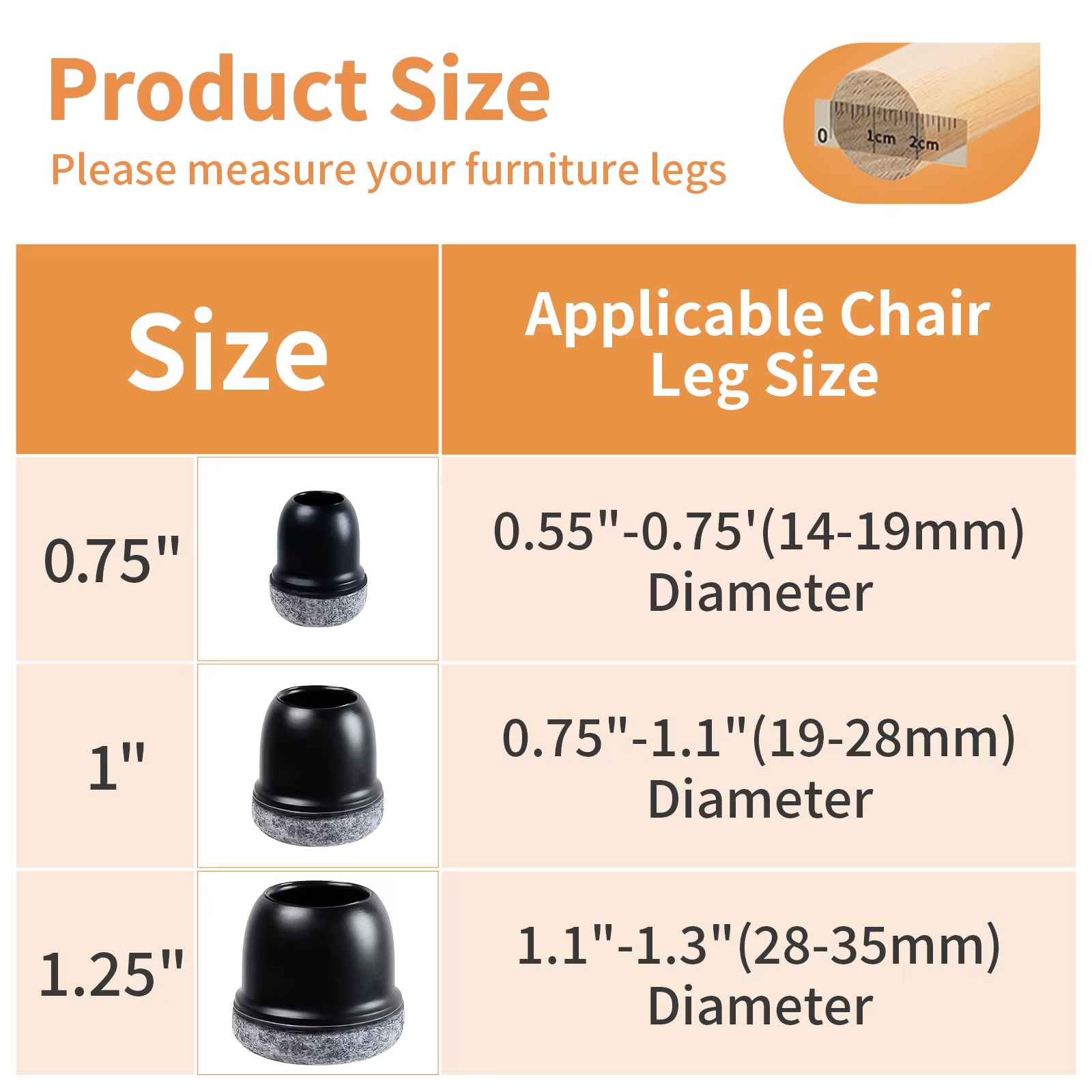 Protecteurs de sol pour pieds de chaise en Silicone