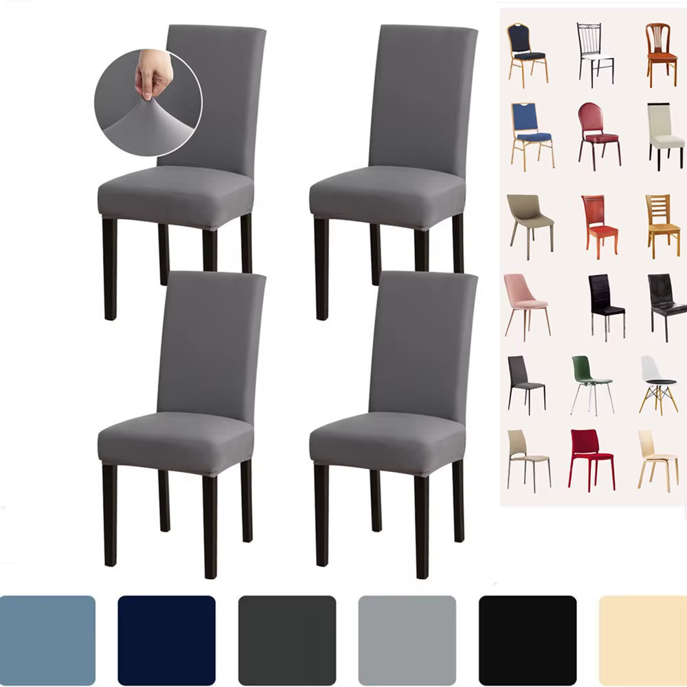Housse de chaise de salle à manger, ensemble de 8/4 housses hautement extensibles, protection de siège amovible et antidérapante pour fête à domicile, hôtel, cérémonie de mariage
