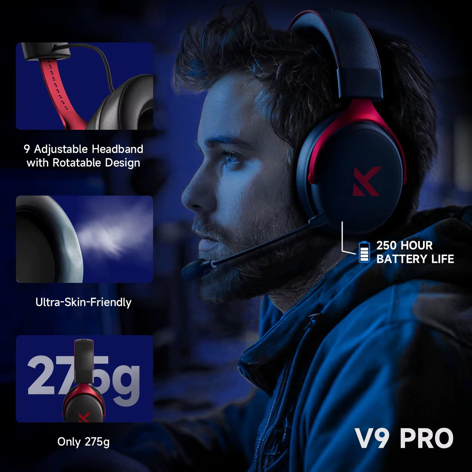 Casque de jeu MCHOSE V9 Pro sans fil