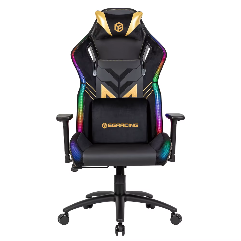 Chaise de bureau ergonomique de course et d'e-sport en cuir avec appui-tête pivotant