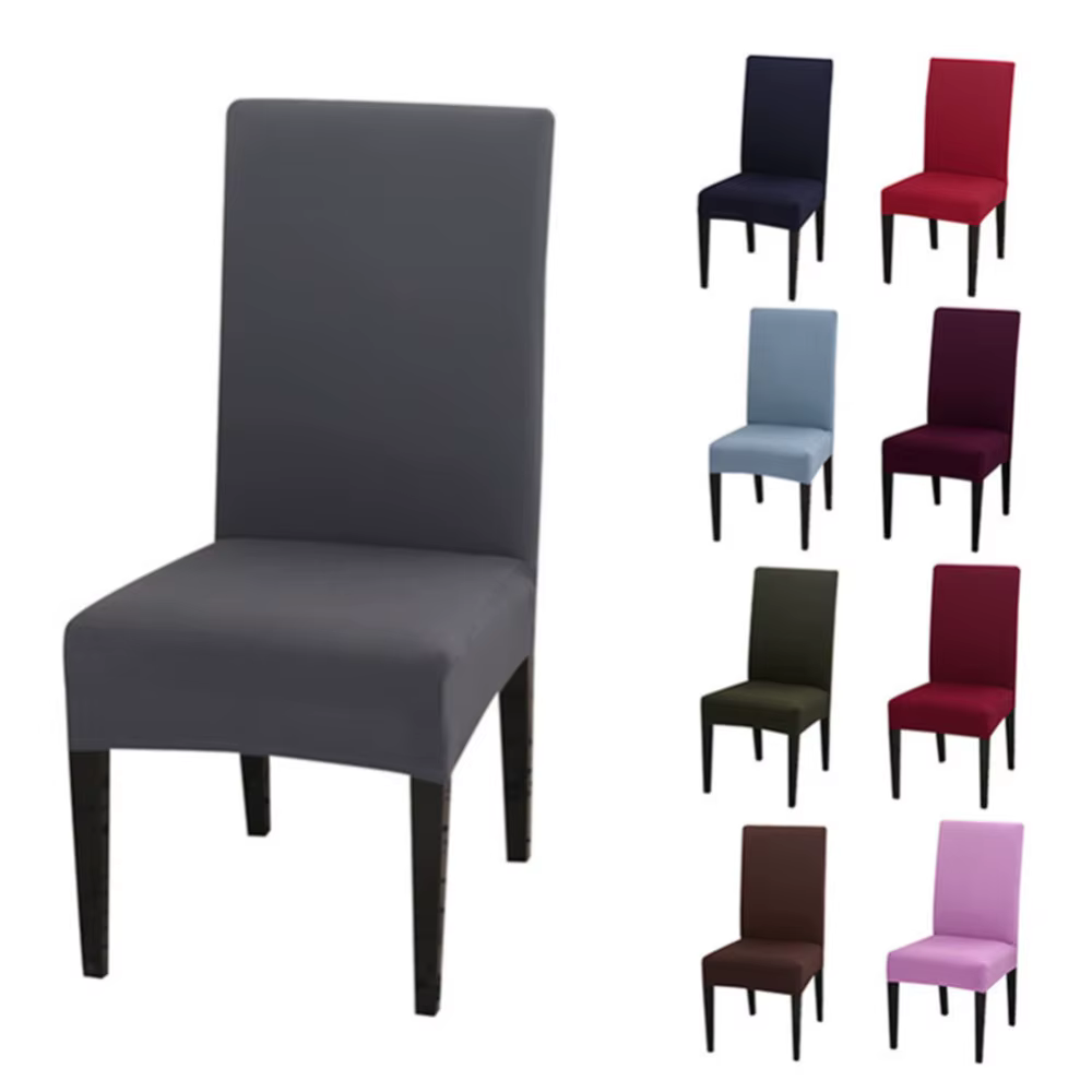 Housse de chaise de couleur unie, en Spandex, extensible, élastique, blanche, pour salle à manger, cuisine, Banquet de mariage, hôtel
