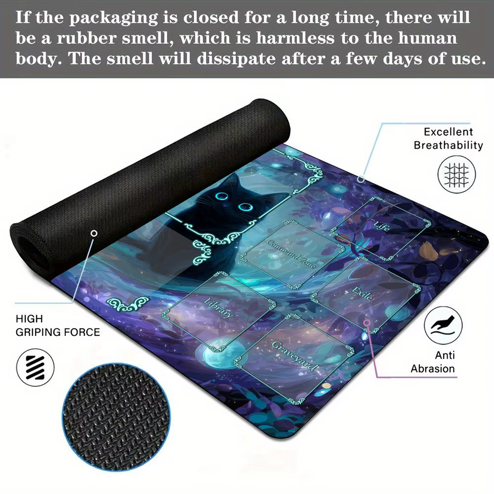 Tapis de jeu Magic The Gathering (MTG) motif Chat Noir Mystérieux