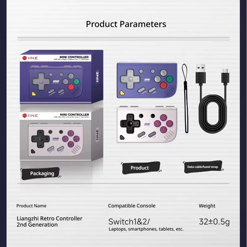 Manette de jeu IINE Mini Retro Ananke Gen 2 pour Switch2 / Android / iOS / PC Steam / Jeux de simulation Multiplateforme