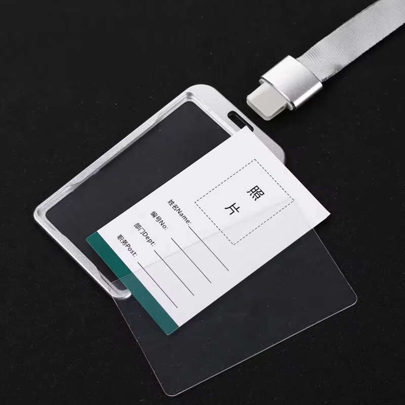 Porte-cartes en alliage d'aluminium, sangle de cou avec lanière, porte-Badge, carte d'identité de travail pour Bus, porte-cartes de visite, fournitures de bureau