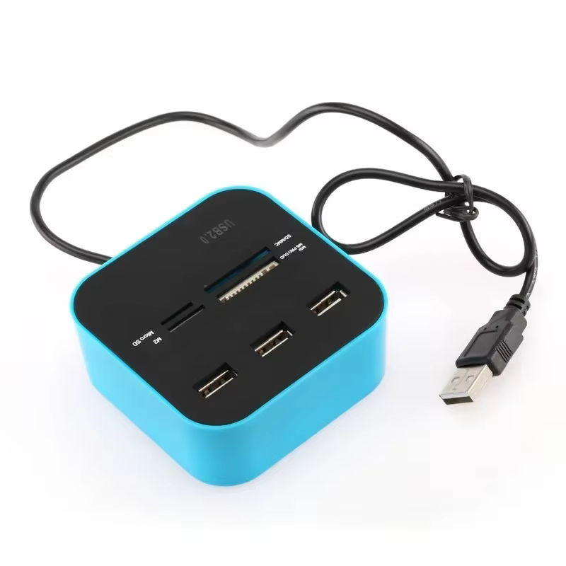 Mini Hub 3 Ports avec lecteur de carte tout-en-un USB 2.0 adaptateur répartiteur Hub haute vitesse pour ordinateur portable PC