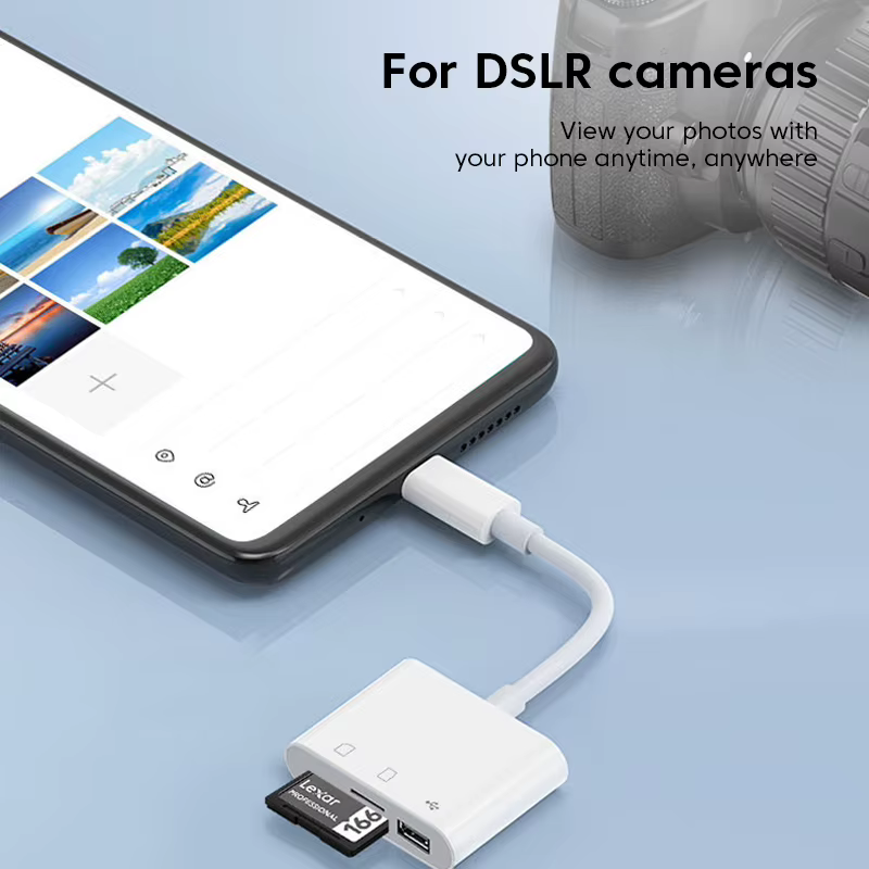 Adaptateur de carte mémoire 3 en 1 type-c vers SD/TF/USB, lecteur de carte SD, lecteur de carte USB pour Macbook, iPhone, ordinateur portable, clé USB