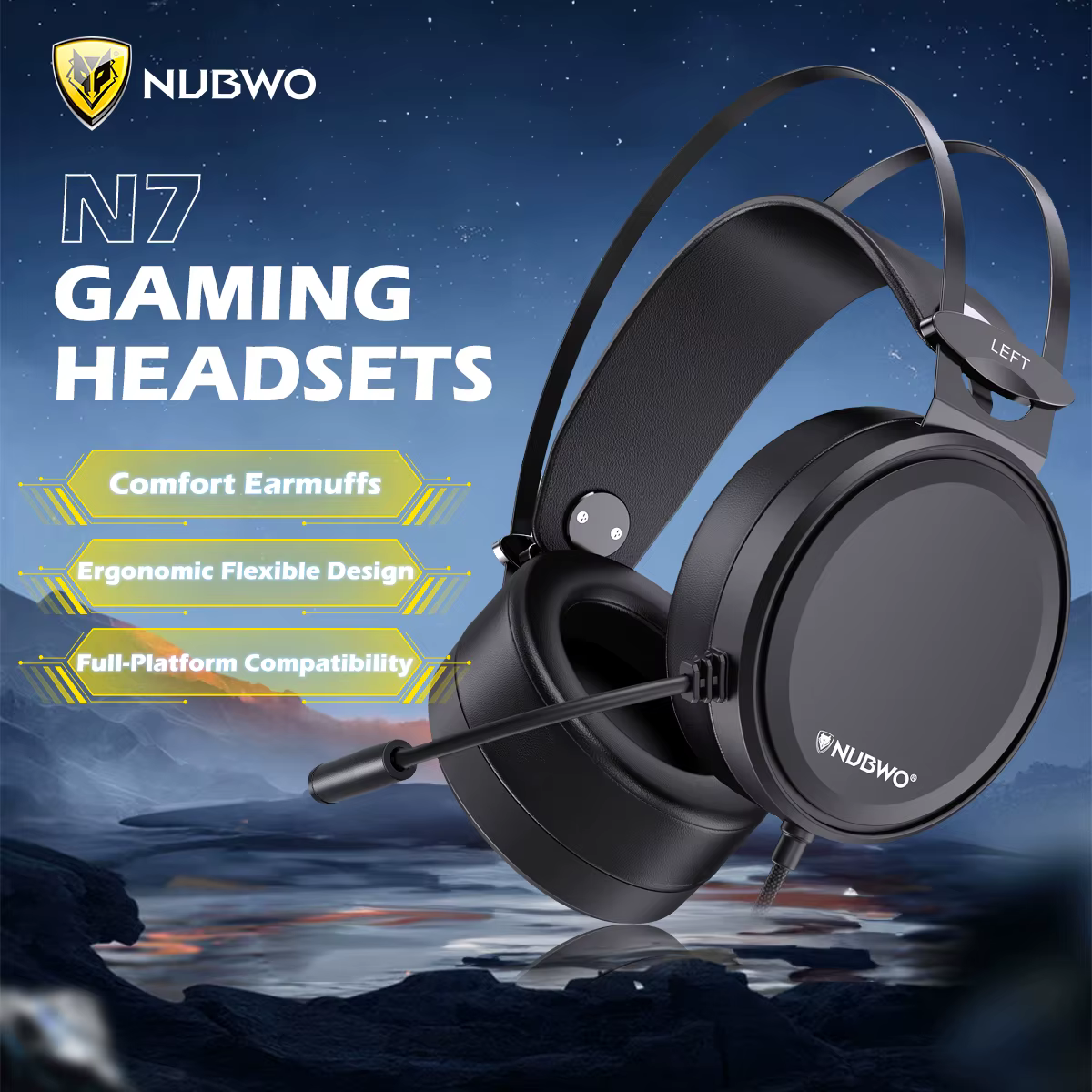 NUBWO N7 casques de jeu pour PS4/PS5/Switch/Xbox One casque de jeu filaire avec micro antibruit sur l'oreille