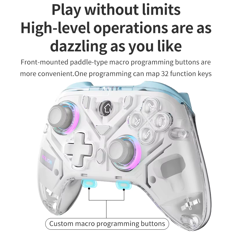 Aolion K10 RGB contrôleur de jeu sans fil avec station de charge manette de jeu effet Hall déclencheur pour nintendo Switch 2/PC/téléphone