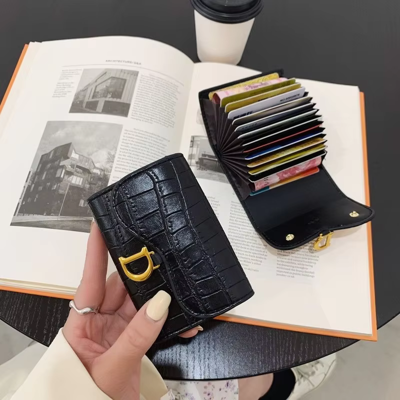 Porte-cartes de luxe pour femme, mini portefeuille court en PU avec lettres, porte-cartes multi-cartes, petite pochette multifonctionnelle