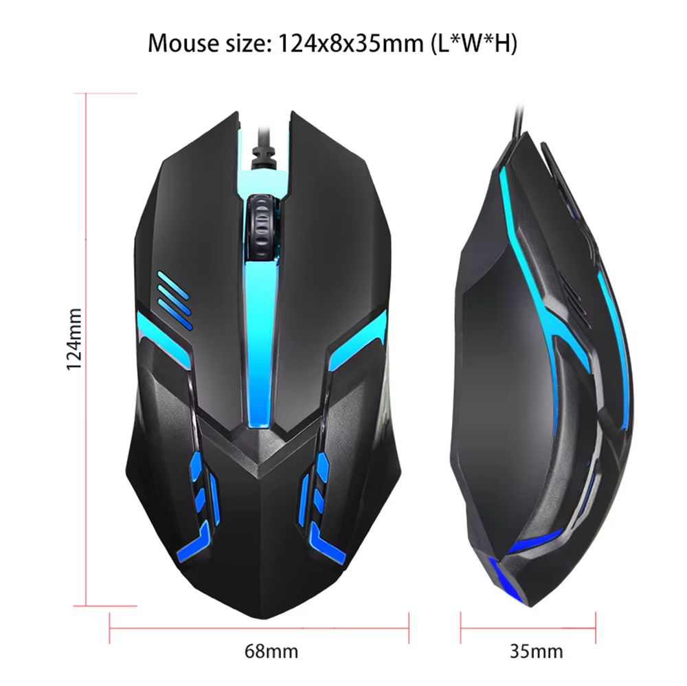 Souris de jeu filaire USB 5000 DPI 3 boutons silencieuse