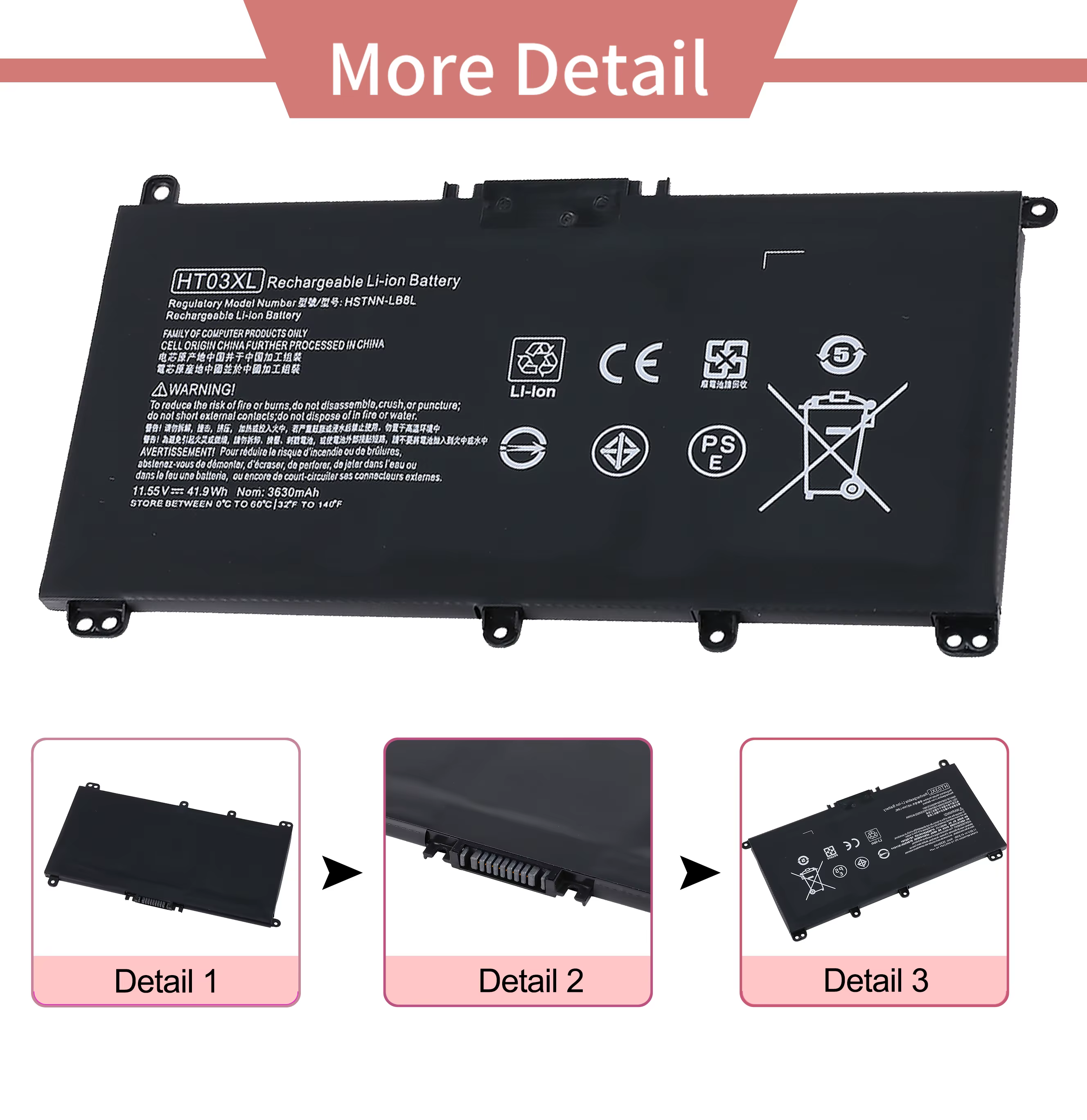 HT03XL OEM Usine HP Ordinateur Portable Batterie