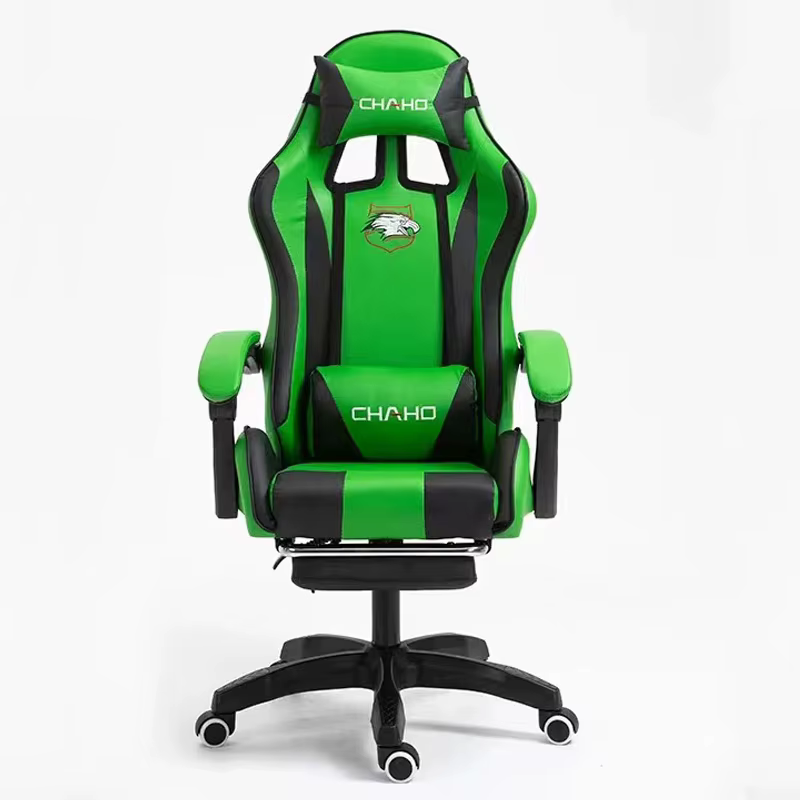 Chaise d'ordinateur de gaming en cuir PU vert