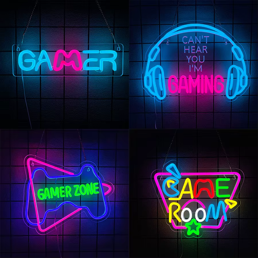 Enseigne au néon Gamer pour décoration murale de chambre