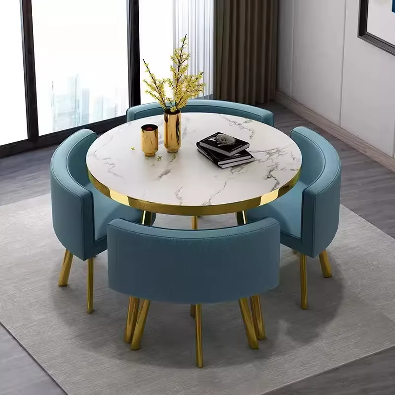 Ensemble table et chaises de négociation, plusieurs tailles, une table et quatre chaises, finition peinte, adapté au salon et au bureau