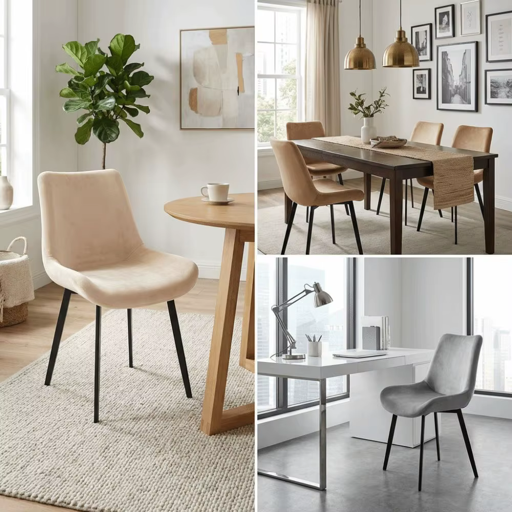Housses de chaise de salle à manger en velours, couverture intégrale, dossier incurvé, dossier court, couleur unie, anti-poussière, extensibles, pour cuisine