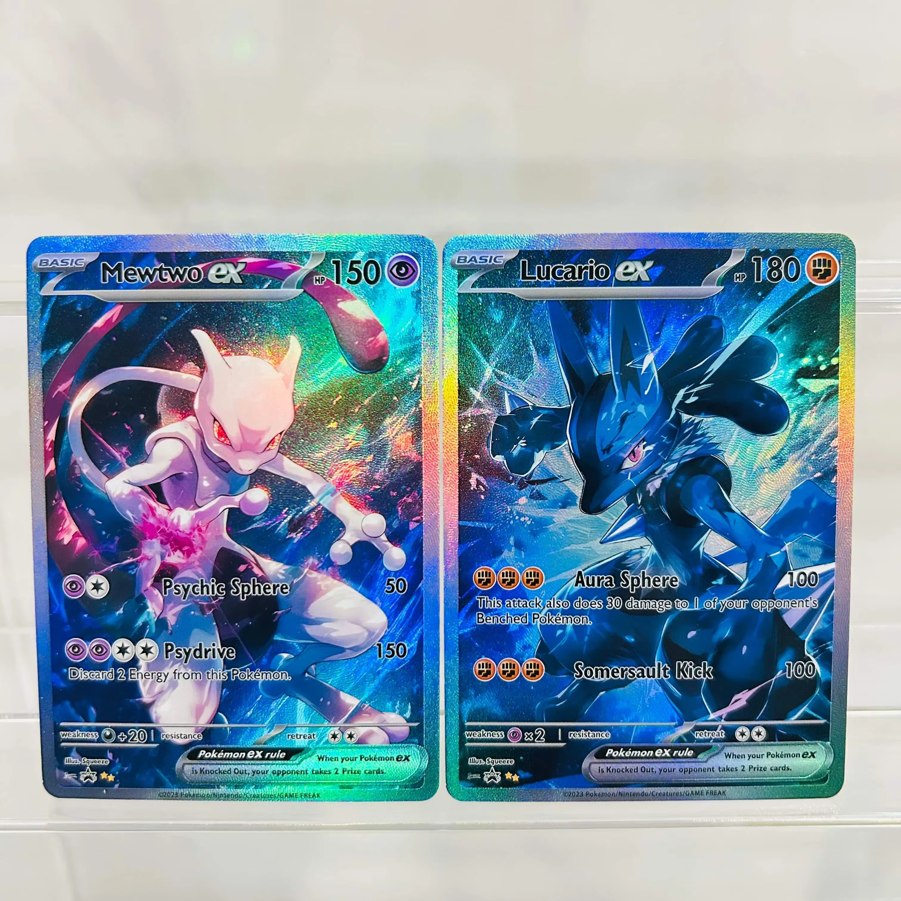 Carte Mewtwo ex English DIY avec texture holographique, en parfait état, carte de collection anime premium
