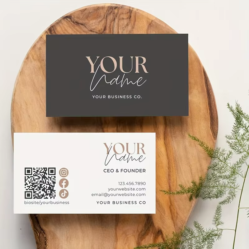 Carte de visite personnalisée, ensemble de cartes de visite personnalisées - Bureaux de travail et cartes de remerciement personnalisables, surface mate imperméable
