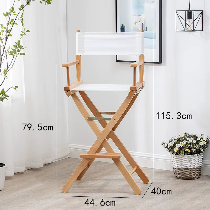 Chaise de directeur pliante en bois massif à pieds hauts, dossier en toile d'extérieur, chaise de Camping de loisirs, comptoir de Bar, chaise de maquillage pour photographie