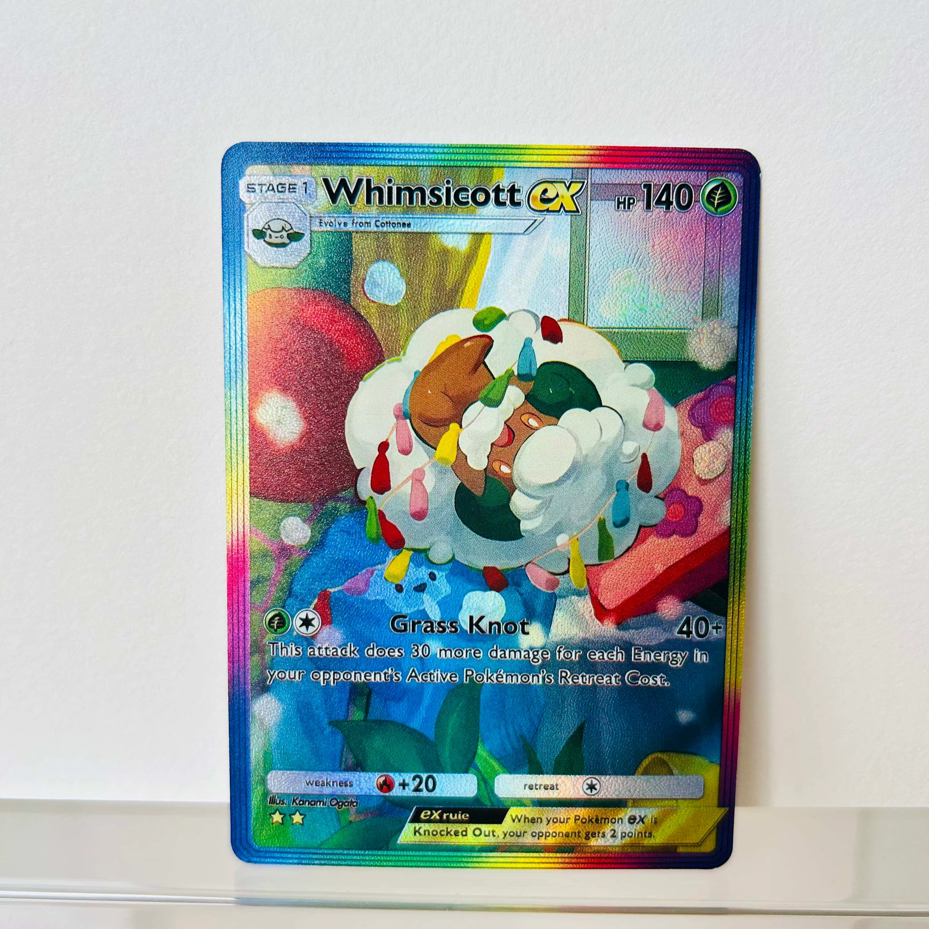 Carte Pokémon Rapidash ex anglaise, texture holographique arc-en-ciel, carte de collection anime premium DIY