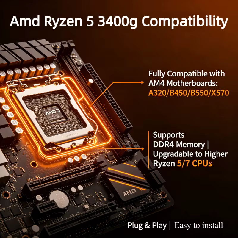 Processeur AMD Ryzen 5 3400G 4 cœurs 8 threads APU 3