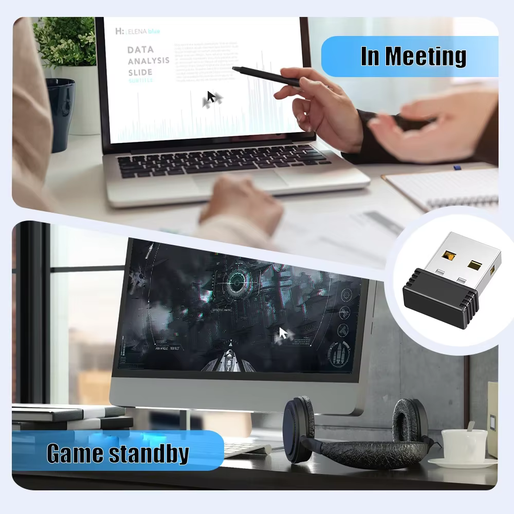 Port USB Shaker Wiggler éveillé souris sans fil Jigglers Mover indétectable automatique pour ordinateur portable maintient le mouvement de l'ordinateur